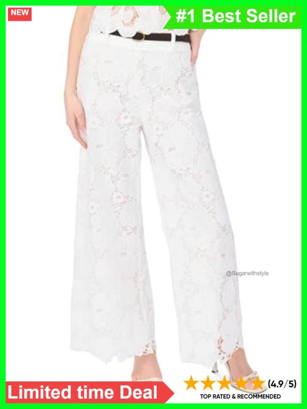 Wide Leg Pull On Lace Pants Elegant Comfort